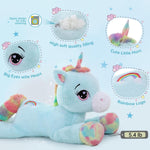 Giant Unicorn Plush Toy, Blue, 43.3 Inches