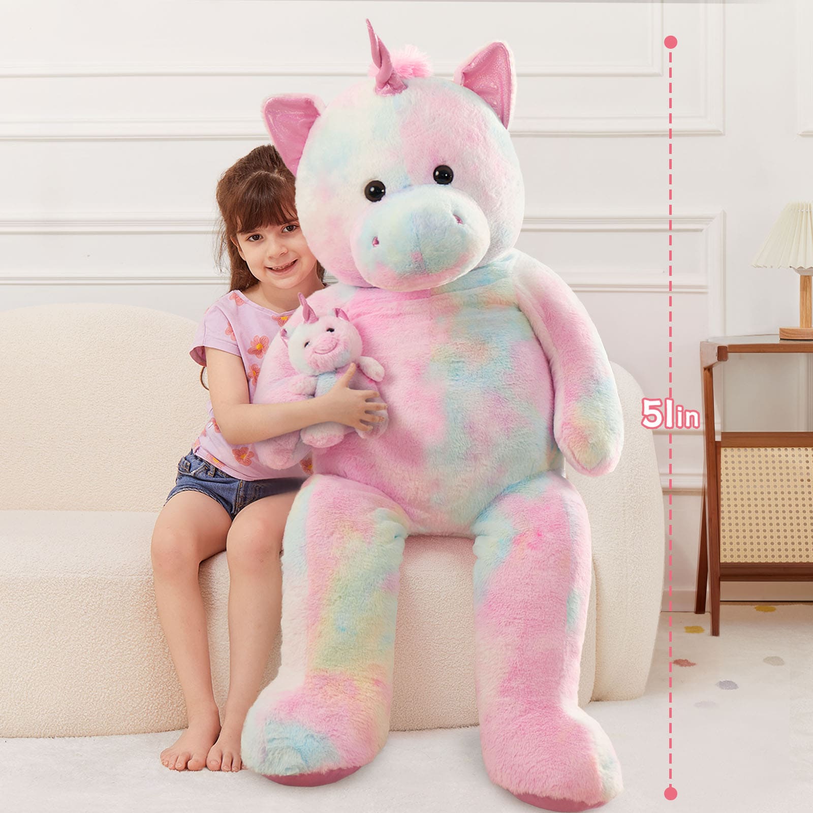 Giant Unicorn Stuffed Animal Toy, Pink, 51 Inches