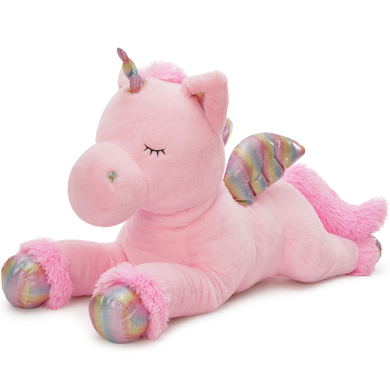 Giant Pink Unicorn Plush Toys - 43 Inches Stuffed Unicorn Toys - Cute Cartoon Unicorn Plush Pillows - Unicorn Plushies with Glittering Wings - Gifts for Girlfriend Girls Boys Kids Birthday Valentine's Day Christmas