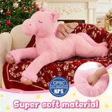 Giant Pink Unicorn Plush Toys - 43 Inches Stuffed Unicorn Toys - Cute Cartoon Unicorn Plush Pillows - Unicorn Plushies with Glittering Wings - Gifts for Girlfriend Girls Boys Kids Birthday Valentine's Day Christmas