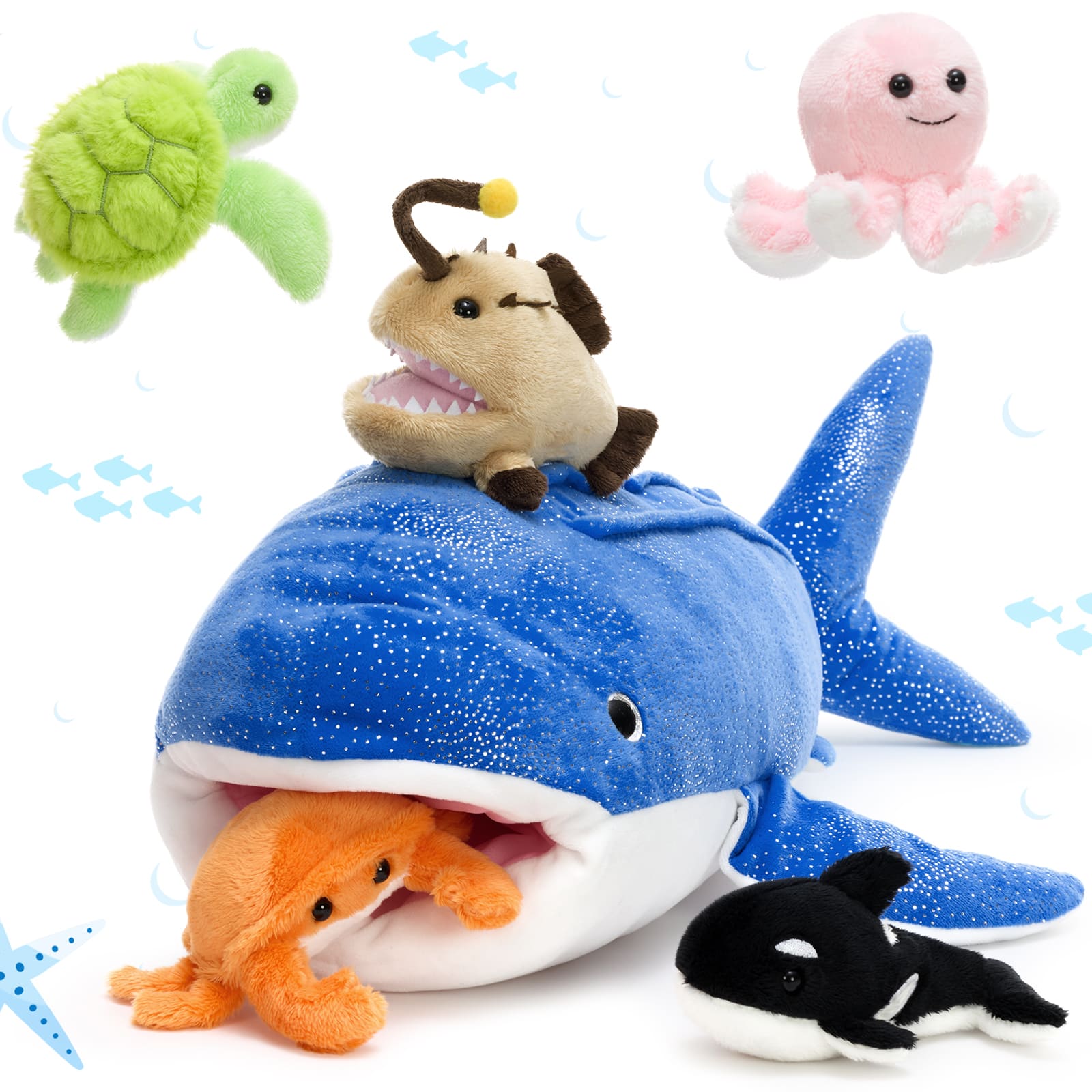 Whale Shark Teddy Soft Toy with 5 Ocean Animals Inside, 23.6 Inches