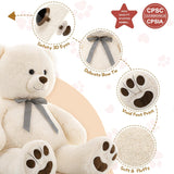 Giant Teddy Bear Plush Toy, White, 43/55 Inches - MorisMos Stuffed Animals - Valentine's Day Gift for Girlfriend/Boyfriend - Fluffly Cuddly Plushy Fluffy Toy - Cute Teddy Bear Plush Pillows for Kids - Christmas/Birthday Gift for Children/Teens/Adults - Romantic Anniversary Gift for Wife/Husband - Birthday Gift for Friends - Teddy Bear Theme Baby Shower
