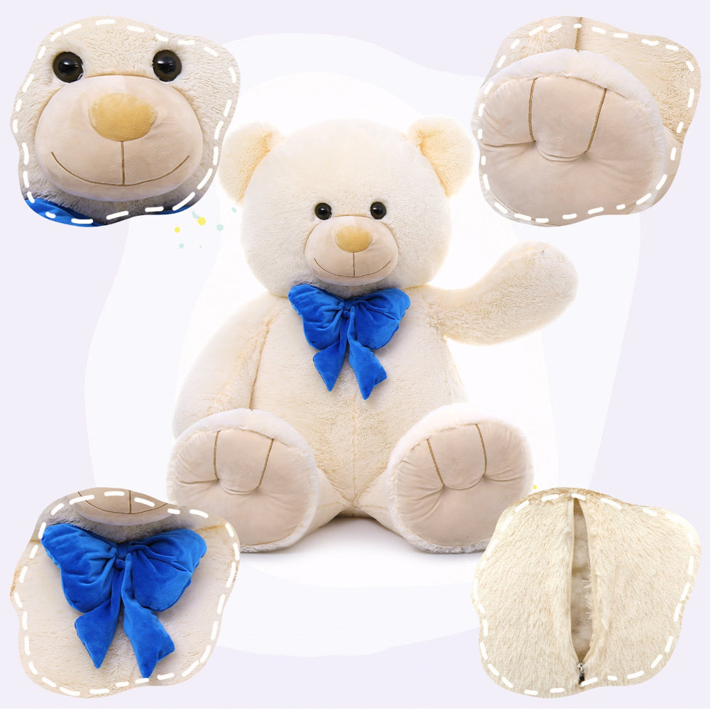 Giant White Teddy Bear Plush Toys - Beige Teddy Bear Stuffed Animals - Massive Valentine's Day Teddy Bears&Gifts - Soft Cuddly Smiling Face Big Teddy Bear Plush Gift for Girlfriend/Boyfriend - Teddy Bear Plush Dolls for Birthday/Baby Shower/Christmas