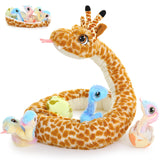 Snake Stuffed Animals with babies in the belly - Snake Body with Giraffe Head Plush Toys - Halloween Weird Stuffed Animals - Fool's Day Halloween Gift Ideas - Boa Monster Plushies - Stuffed Animal Babies with Their Mom