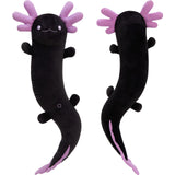 Two plush axolotls with pink gills on a white background