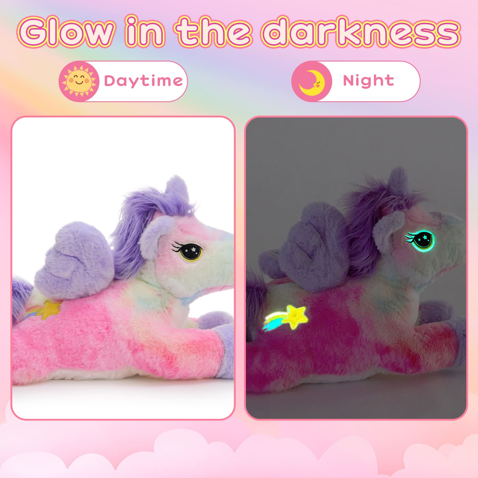 Colorful Unicorn Stuffed Animals with Babies Inside, 19.7 Inches