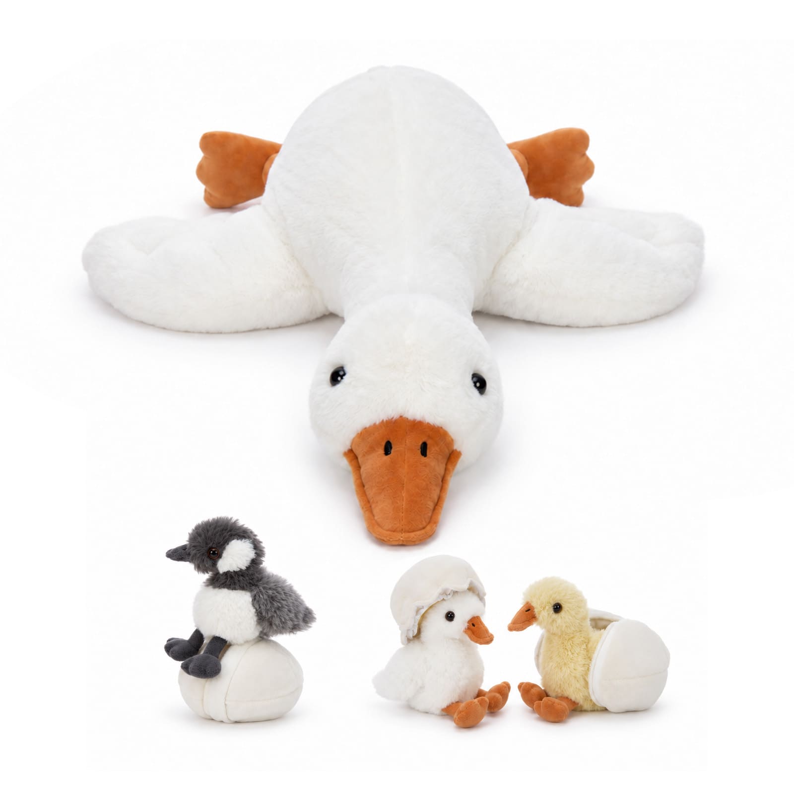 23.6 Inch Goose Plush Toy with Three Goslings and Two Eggs