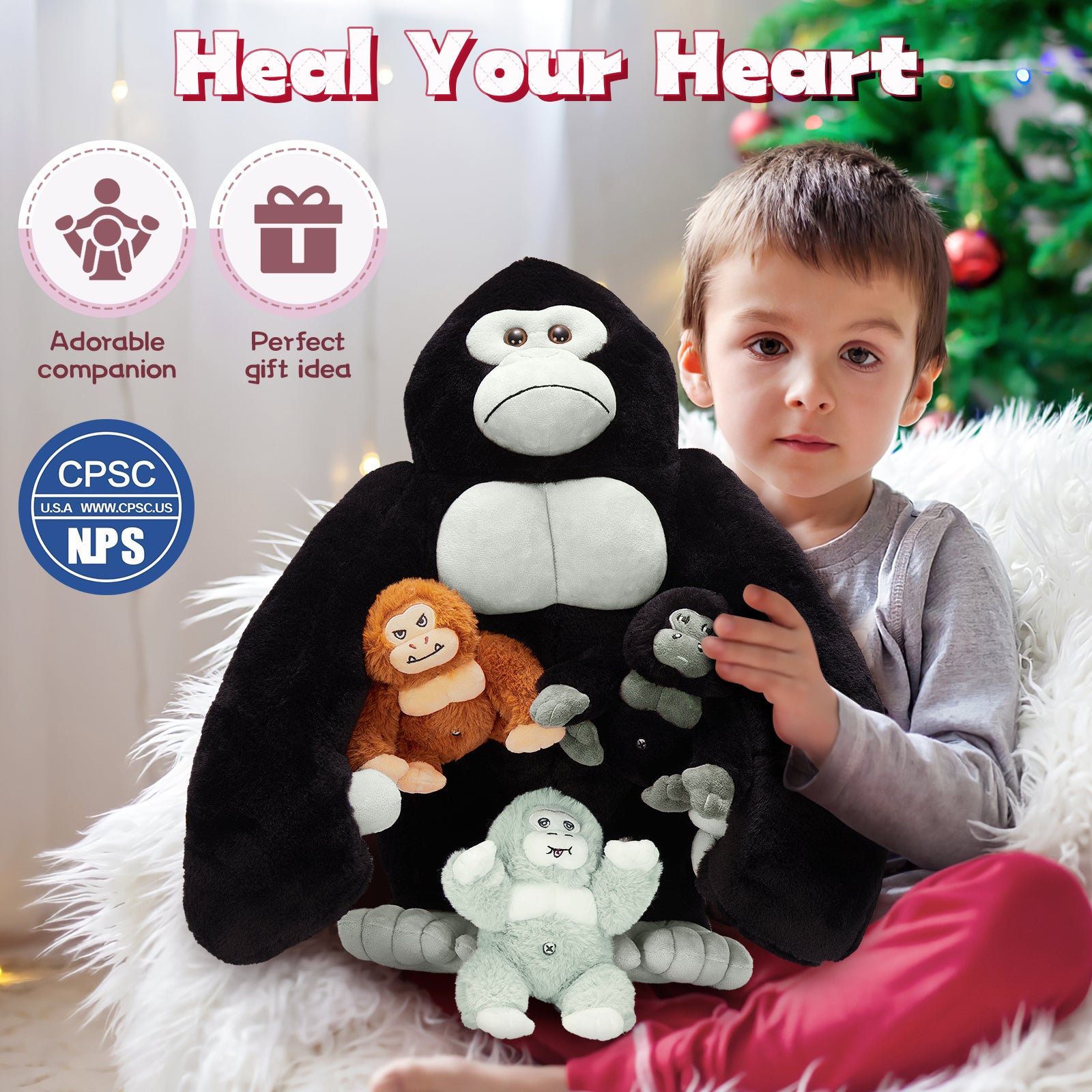 Gorilla Stuffed Animals Chimpanzees Plush Toys, 19.6 Inches