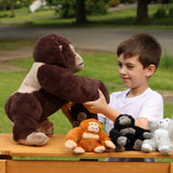 Realistic Gorilla Stuffed Animals - Lifelike Chimpanzees Plush Toys -  Orangutan Stuffed Animals with Babies in the Belly - Three Gorilla Stuffed Animal Babies with Their Mom - Jungle/Safari/Forest Stuffed Animals - Zoo Souvenirs - Free Shipping