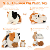 19.68-Inch Guinea Pig Stuffed Animal Plush Toy with Four Babies