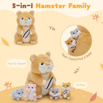 MorisMos 5 Packs Hamster Stuffed Animal Mommy with Baby Hamster Toys Gift for Birthday Christmas Baby Shower