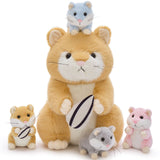MorisMos 5 Packs Hamster Stuffed Animal Mommy with Baby Hamster Toys Gift for Birthday Christmas Baby Shower