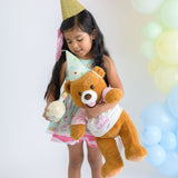 Happy Birthday Teddy Bear Plush Toys - Teddy Bear With Cake Stuffed Toys for Kids & Birthday Party Decor - Birthday Gift for Friends - Birthday Party Decorations - Bday Gift for Girls Boys - MorisMos Birthday Theme Stuffed Toys