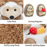 15.7 Inch Hedgehog Plush Toy with Baby and Four Mini Food Plushies