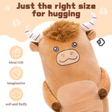 Highland Cattle Plush Pillow, Brown, 39 Inches