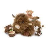 Highland Cow Plush Toy with Three Baby Calves Inside 20 Inch