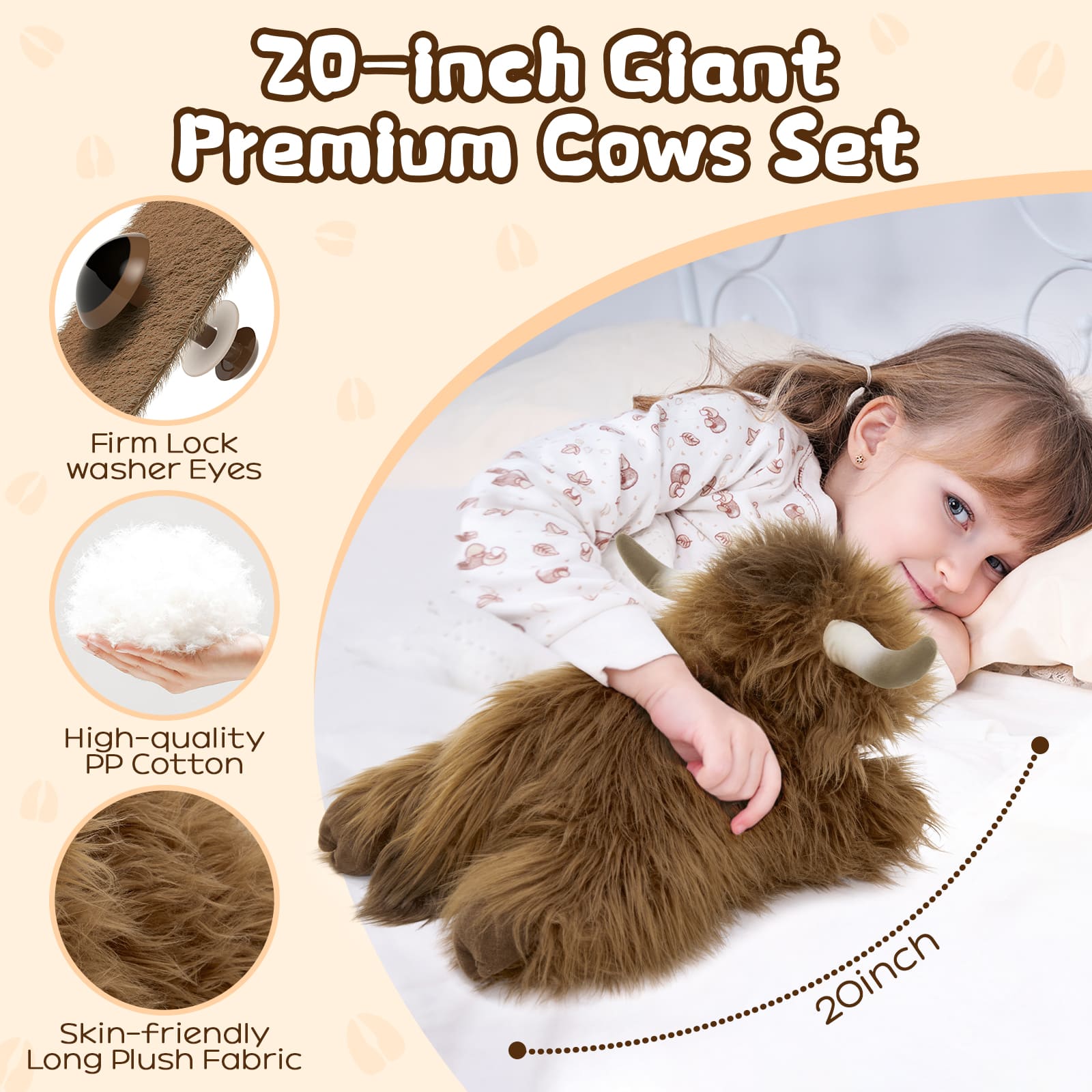 Highland Cow Stuffed Animals with Babies Inside the Belly, 20 Inches