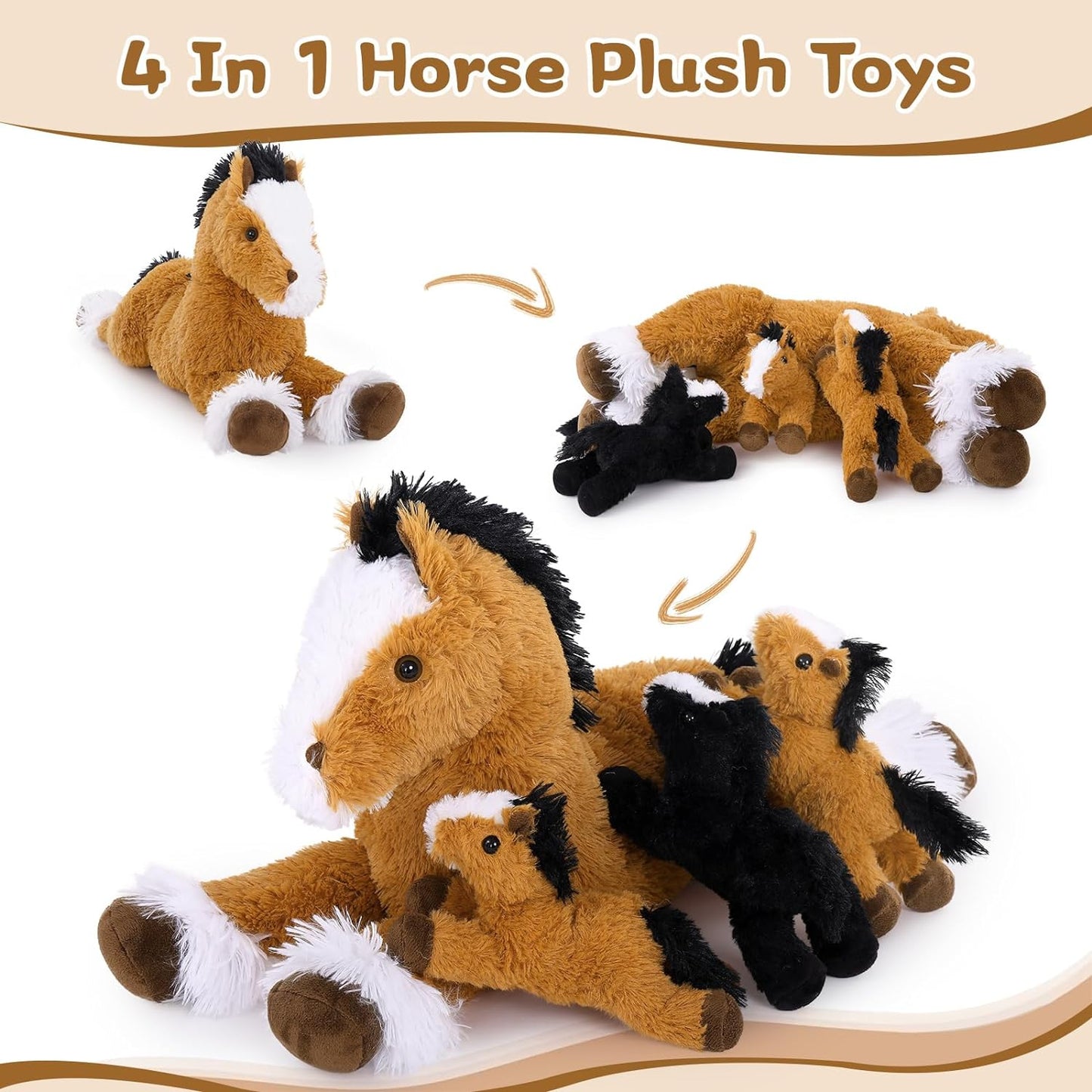 4 Pcs Horse Plush Toys, 21 Inches - MorisMos Stuffed Animals