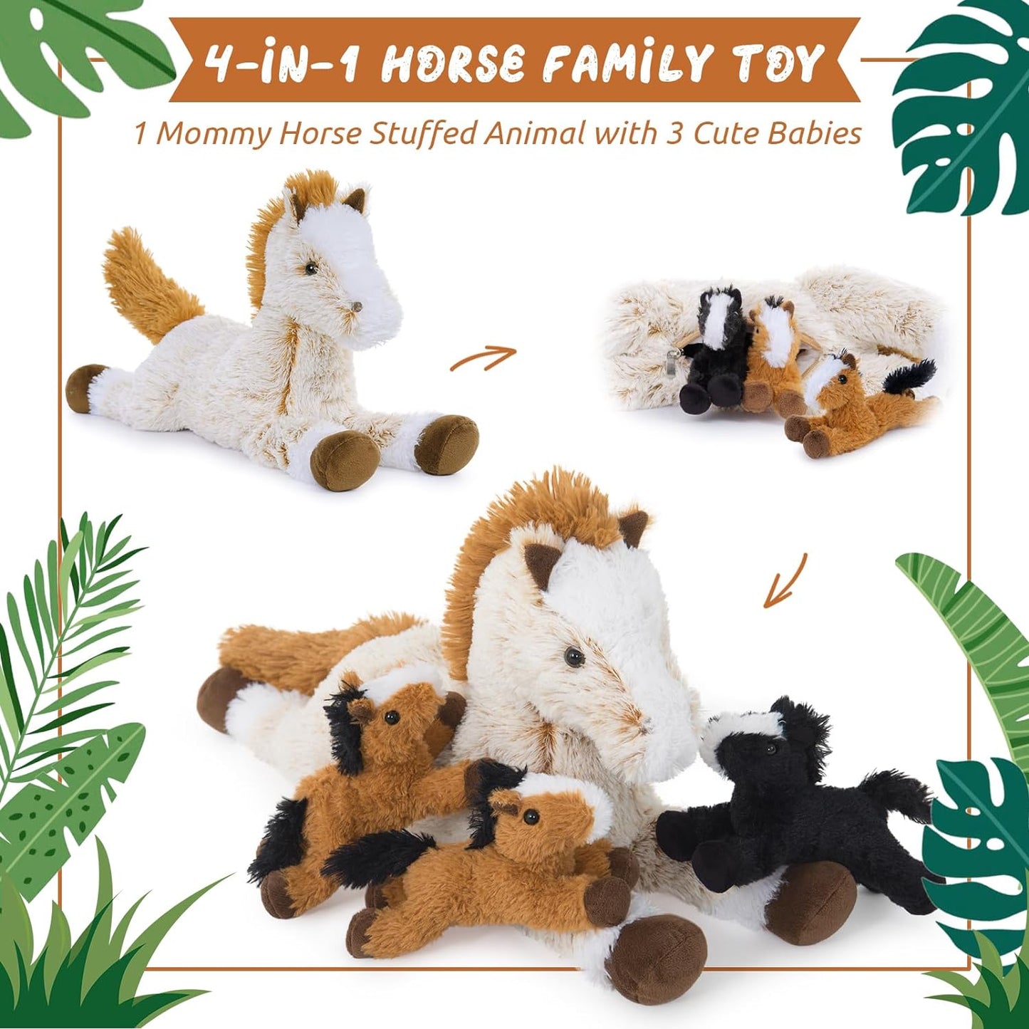 4 Pcs Horse Plush Toys, 21 Inches - MorisMos Stuffed Animals