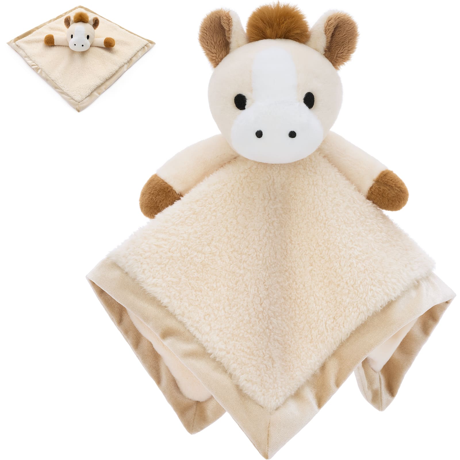 Animal Security Blanket Soft Plush Lovey Comfort Blanket, 14 Inches