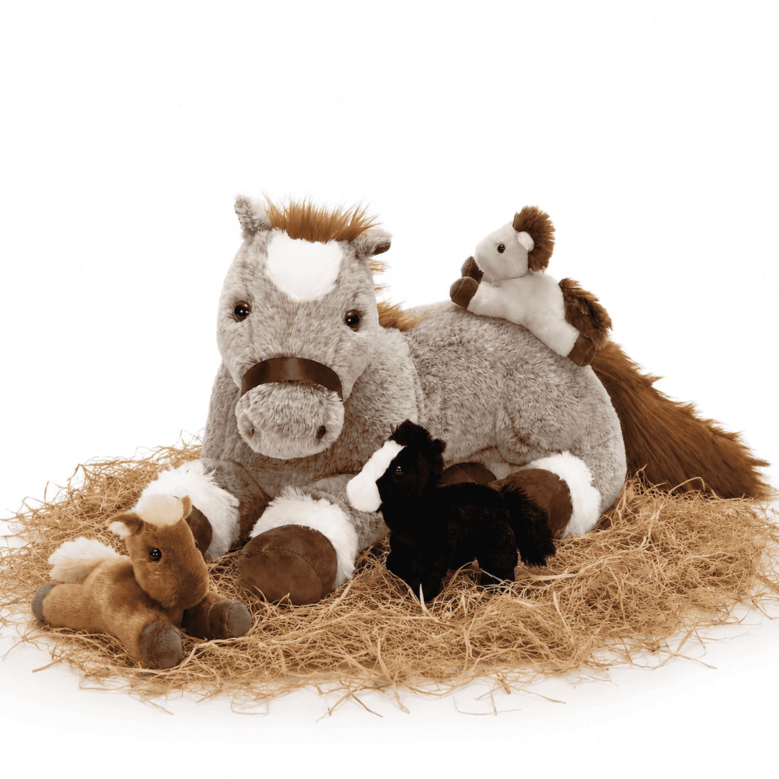 17.72 Inch Horse Plush Toy with Three 5.9 Inch Ponies