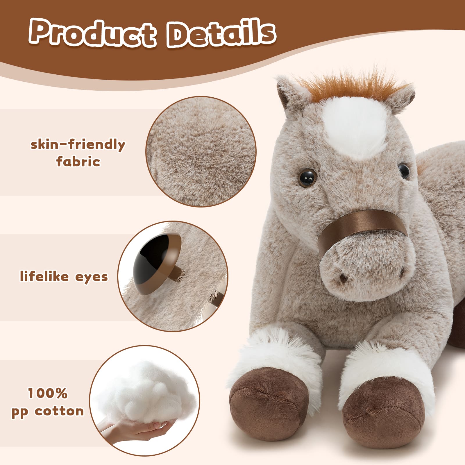 17.72 Inch Horse Plush Toy with Three 5.9 Inch Ponies
