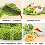 Ensemble de jouets en peluche serpent géant, vert/jaune, 80/55 pouces
