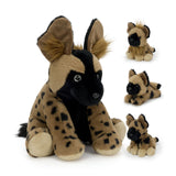 18 Inch Hyena Stuffed Animal with Three Baby Hyenas