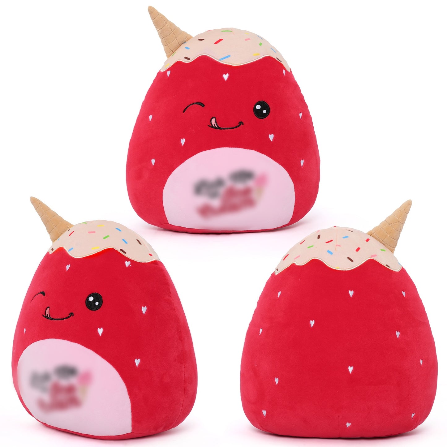 MorisMos Cartoon Plush Pillow - Ice Cream Strawberry Throw Pillow, 11.8 Inches - Cute Strawberry Plush Toys - Free Shipping