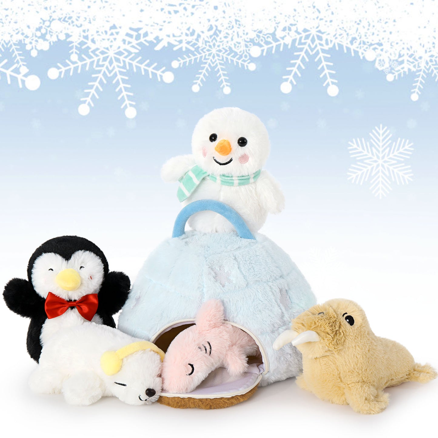 Igloo Plush with 5 Mini Stuffed Animals, 9.8 Inches - MorisMos Soft Toys