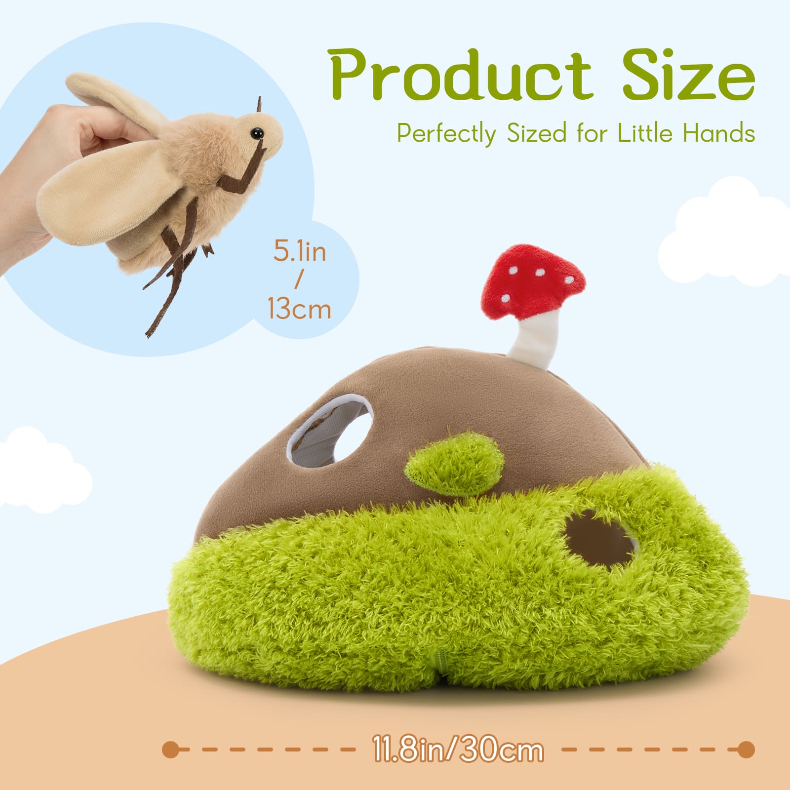 Woodlouse & Beetle Plush Toy Set with Soft Bug Mound Hideaway