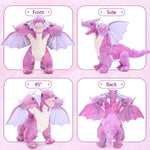 Triple-Headed Flying Dragon Plush Toys, Grey/Pink, 21.6 Inches