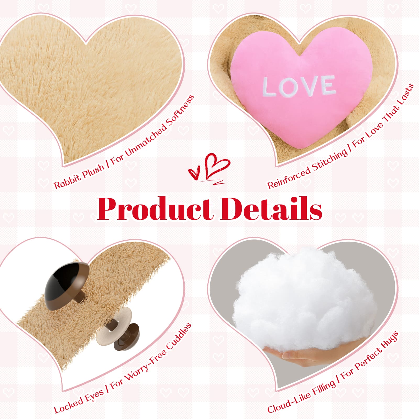 Teddy Bear Love Valentine's Day Gift, Light Brown, 51 Inches
