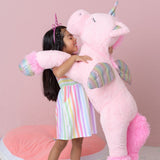 Giant Pink Unicorn Plush Toys - 43 Inches Stuffed Unicorn Toys - Cute Cartoon Unicorn Plush Pillows - Unicorn Plushies with Glittering Wings - Gifts for Girlfriend Girls Boys Kids Birthday Valentine's Day Christmas