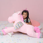 Giant Pink Unicorn Plush Toys - 43 Inches Stuffed Unicorn Toys - Cute Cartoon Unicorn Plush Pillows - Unicorn Plushies with Glittering Wings - Gifts for Girlfriend Girls Boys Kids Birthday Valentine's Day Christmas