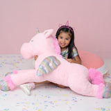 Giant Pink Unicorn Plush Toys - 43 Inches Stuffed Unicorn Toys - Cute Cartoon Unicorn Plush Pillows - Unicorn Plushies with Glittering Wings - Gifts for Girlfriend Girls Boys Kids Birthday Valentine's Day Christmas