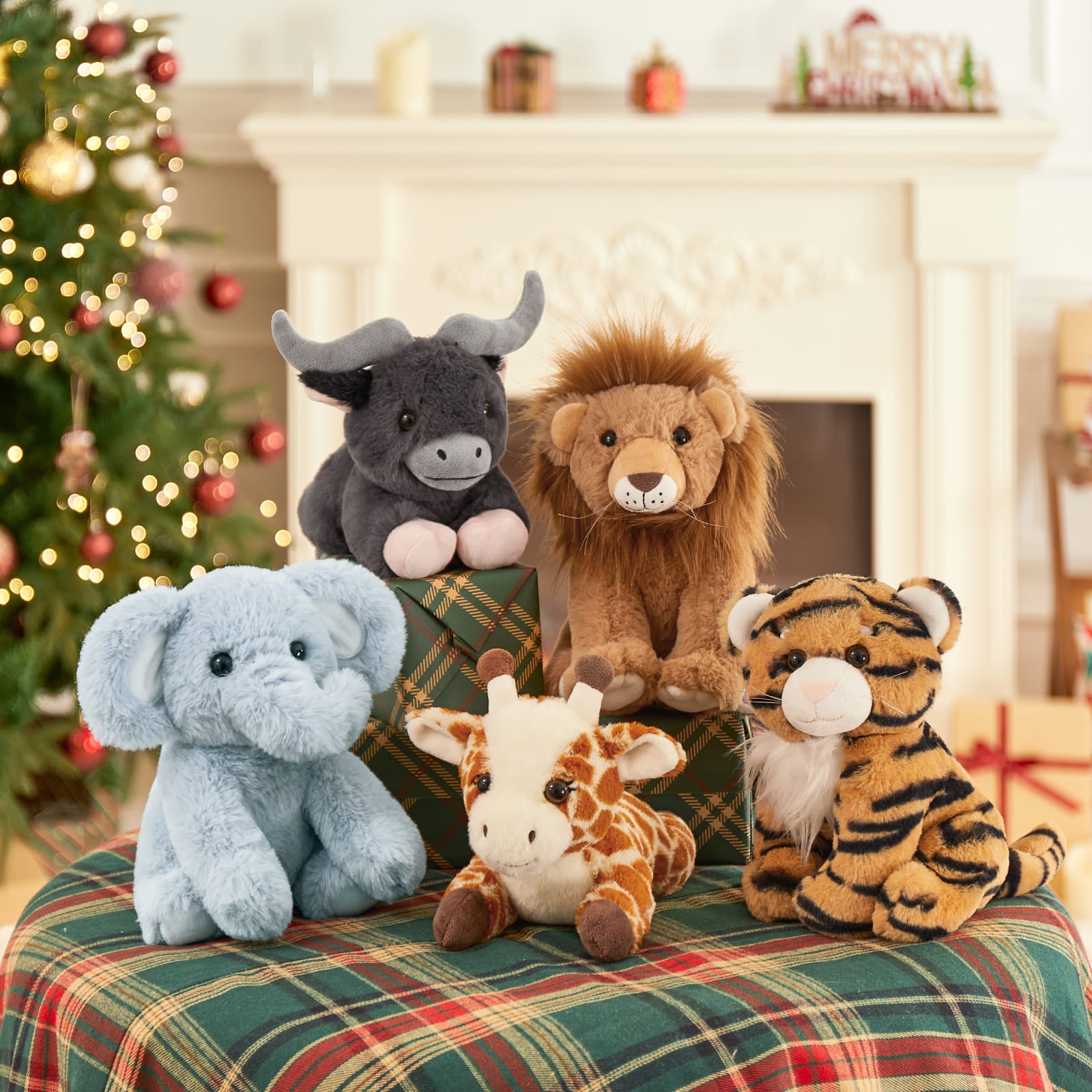 5 Pcs Jungle Stuffed Animals Bulk, 8.5 Inches