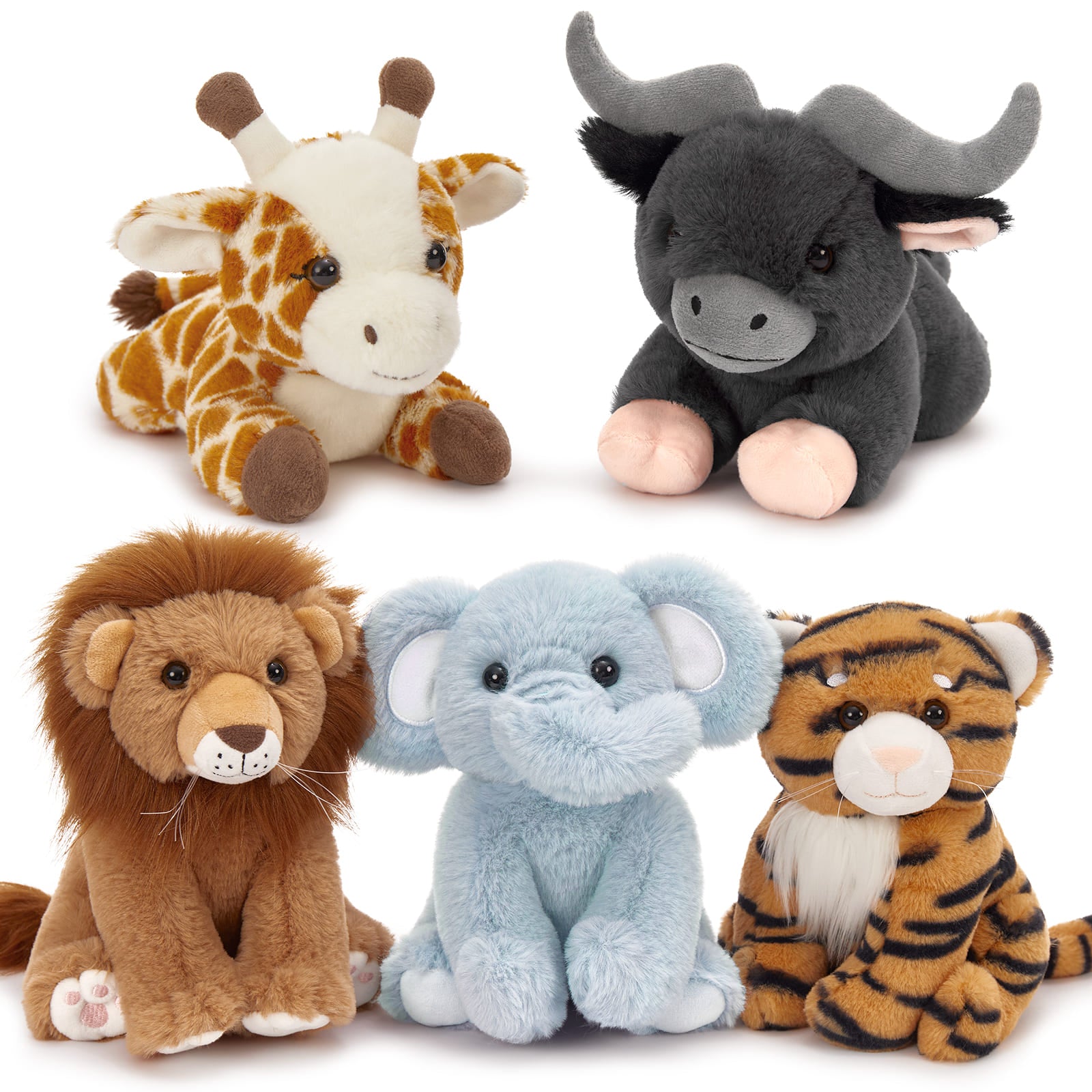 5 Pcs Jungle Stuffed Animals Bulk, 8.5 Inches