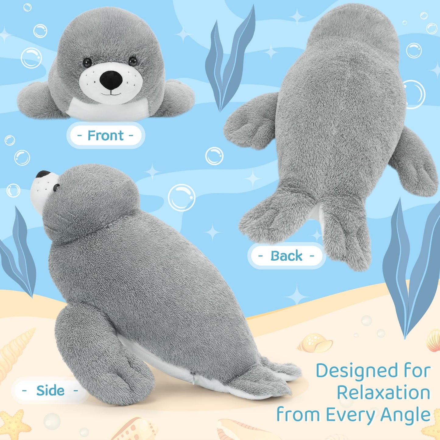 31 Inches Seal Plush Toy - 80 CM Plush Seal - Kawaii Seal Plush Pillows for All Ages - Free Shipping Stuffies