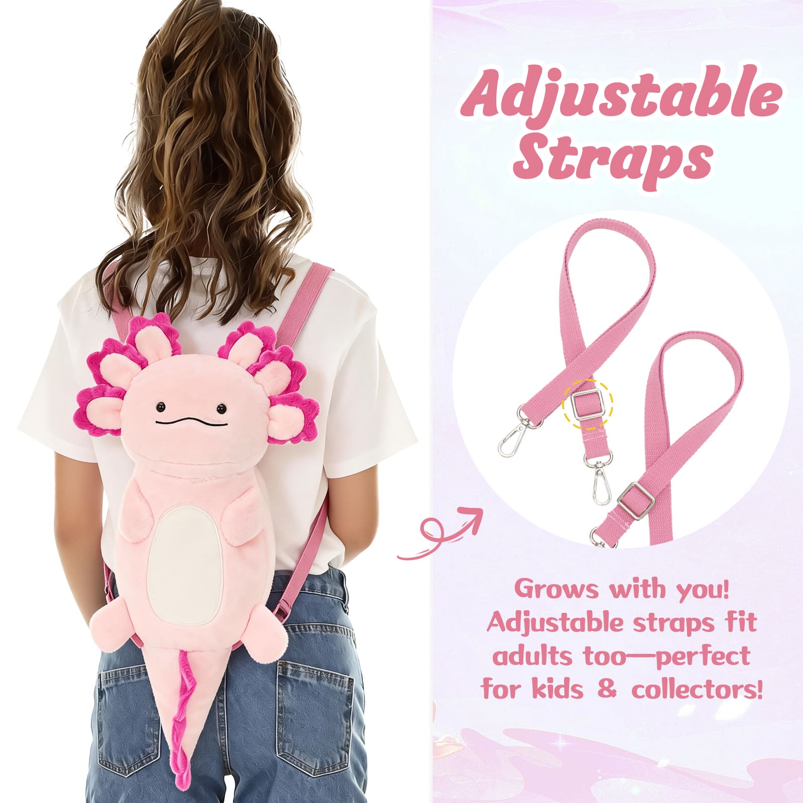 Plush Axolotl Backpack with Three Mini Axolotl Plushies Inside