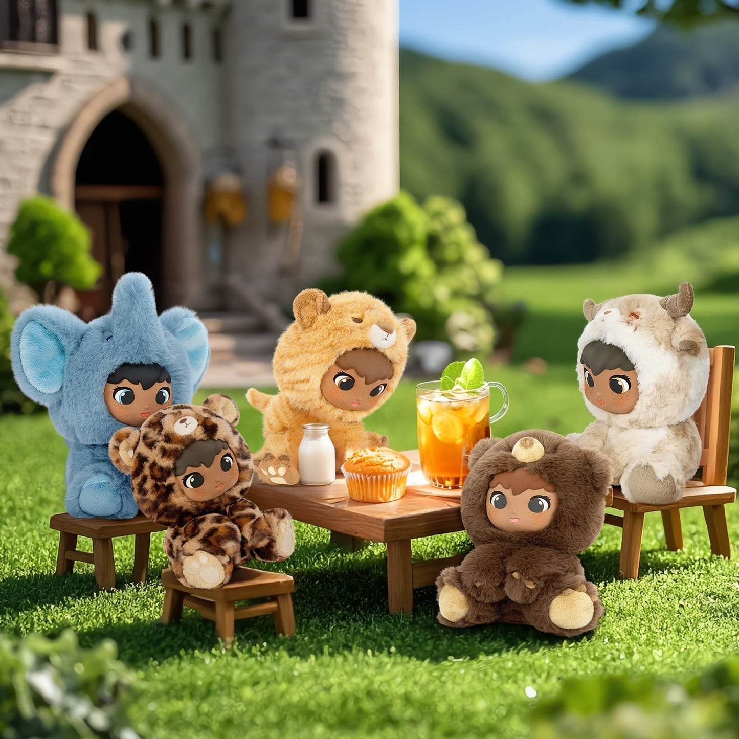 Cute Plush Doll In Animal Clothes ( Gift Box ), 9.5 Inches