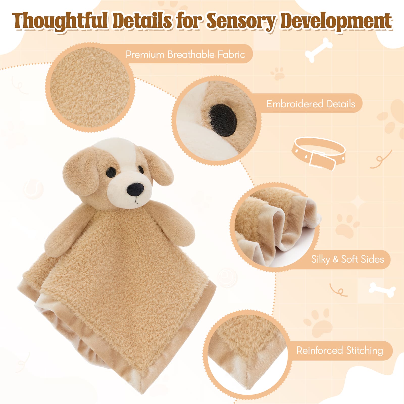Animal Security Blanket Soft Plush Lovey Comfort Blanket, 14 Inches