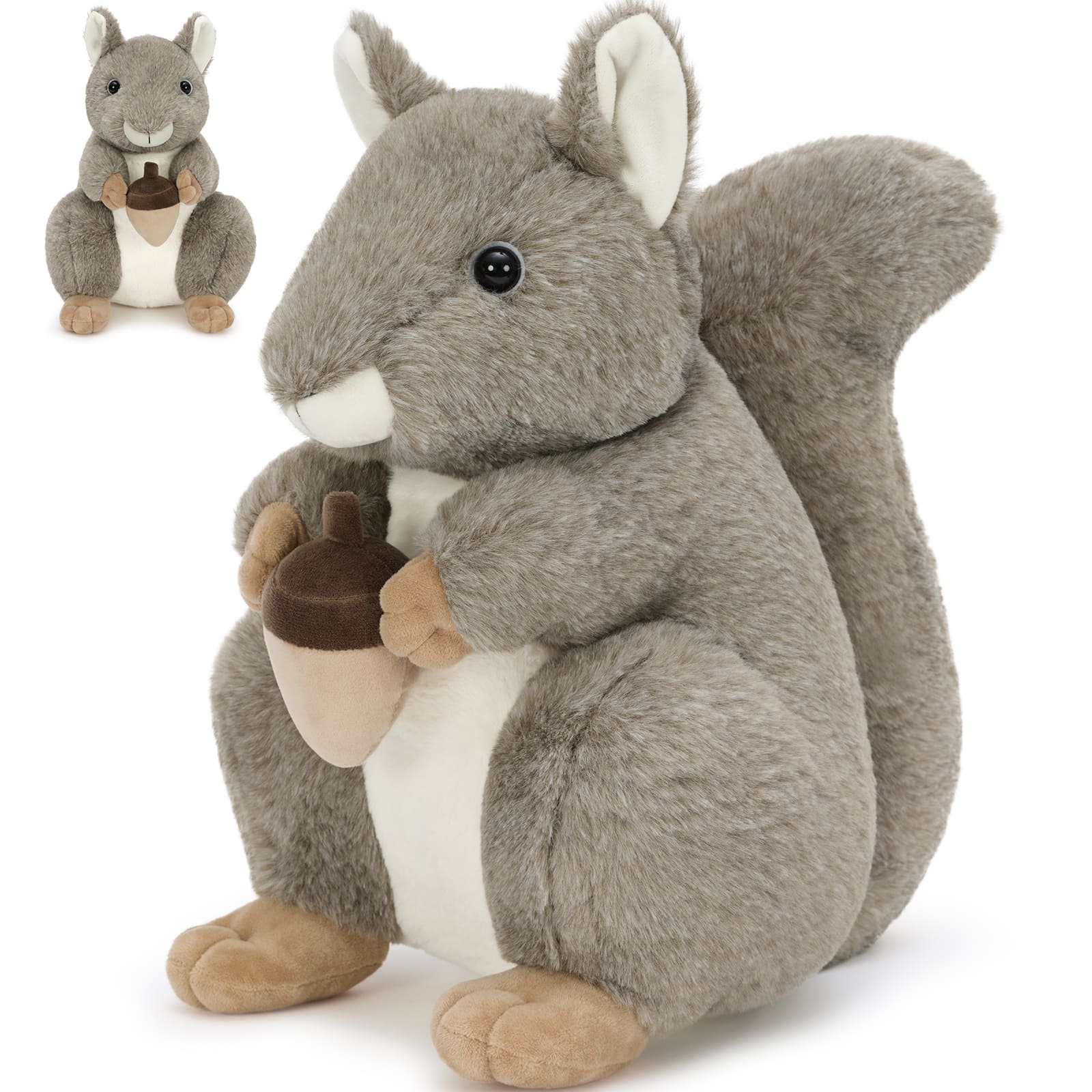 13.78-Inch Realistic Squirrel Plush Toy with Chestnut
