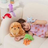 17.7-Inch Walrus Plush Toy Set with Cuttlefish Lobster Crab Starfish