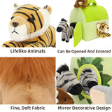 6 Piece Mini Safari Animal Plush Toy Set with Playhouse Bag