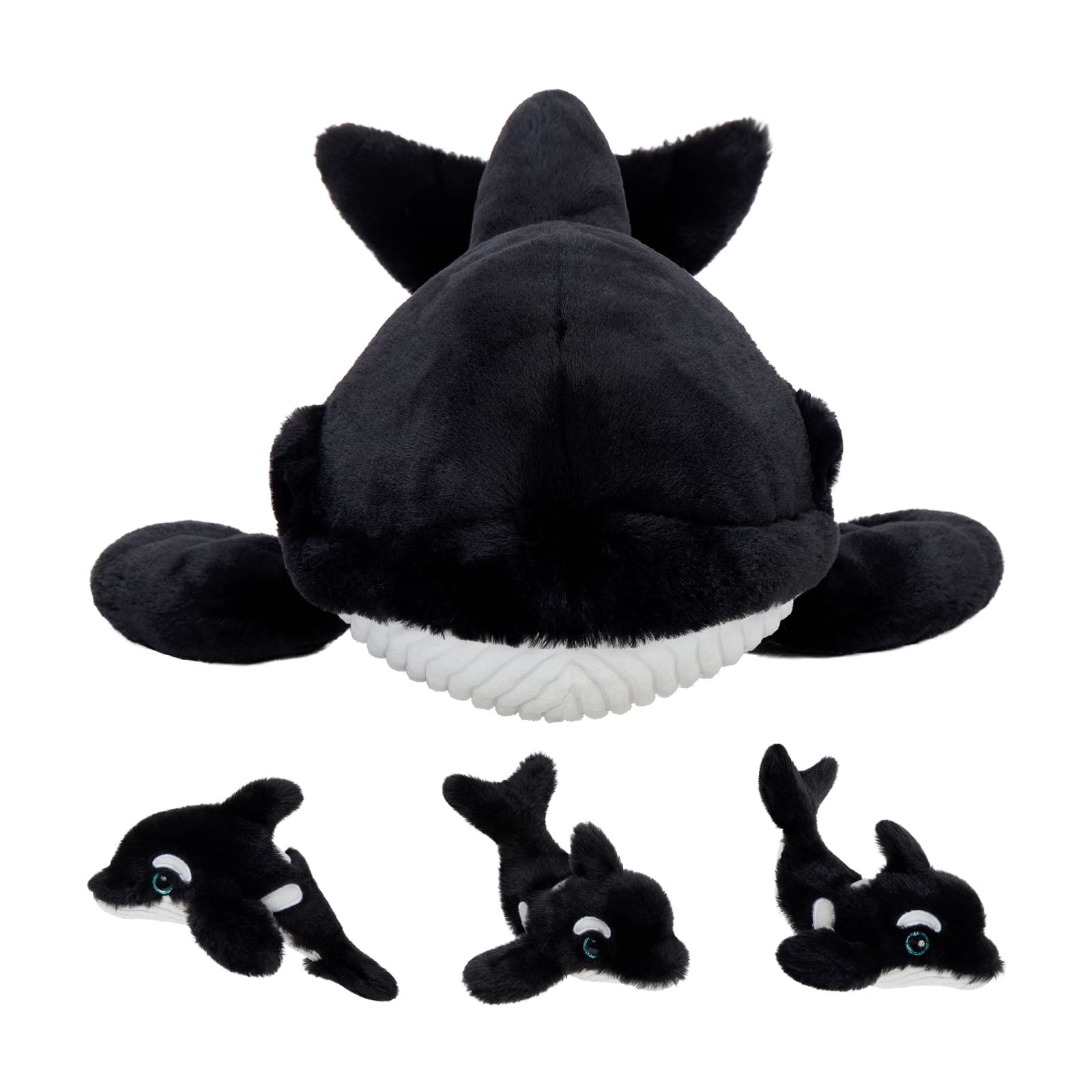 24 Inch Killer Whale Plush Toy with Three Baby Whales