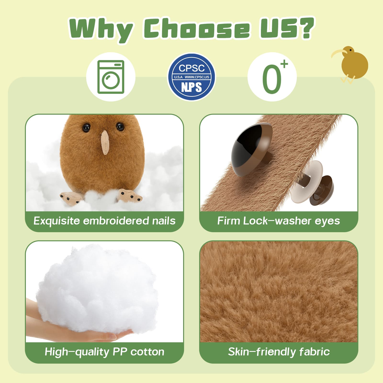 Stuffed Kiwi Bird with Three Kiwi Babies, Brown, 12 Inches