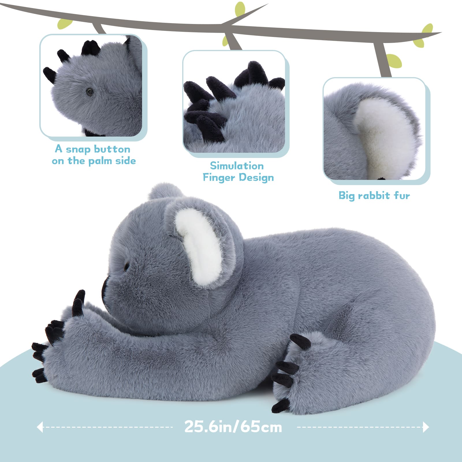 Koala Stuffed Animals Koala Plush Toys, Grey, 25.6 Inches