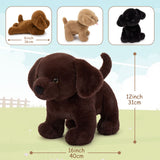 MorisMos 4 Pcs Lab Plush Toy, 15.7" Chocolate Mom Labrador Stuffed Animal with 3 Cute Stuffed Baby Dogs in Mother's Belly, Soft Lab Puppy Plushies for Kids Dog Lovers, Christmas Birthday Gift