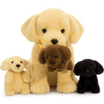 4 Pcs Labrador Dog Stuffed Animals - Labrador Puppy Plush Toys - Stuffed Animal Babies with Their Mom - Stuffed Animals with Babies in the Belly - 12 Inches Cute Dog Plush Dolls for Kids - Mini Puppy Soft Toys - Yellow Lab Stuffed Animal
